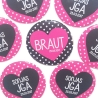 Buttons JGA Set groß 50mm 10 Stück personalisiert Punkte Herz