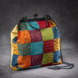 Handgefertigte Jacquard-Tasche – Buntes Patchwork-Design