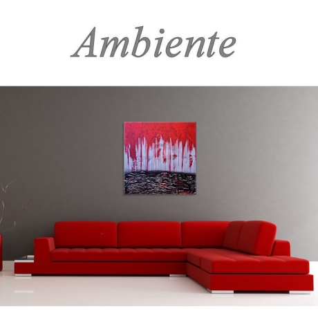 MK1 Art Bild Leinwand Abstrakt Kunst Malerei Acrylbild rot 3D