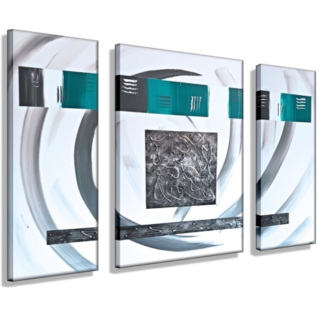 MK1 Art Bild Leinwand Abstrakt Kunst Malerei Acrylbild türkis