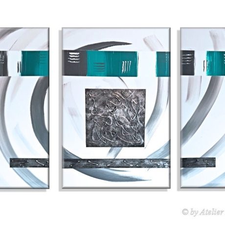 MK1 Art Bild Leinwand Abstrakt Kunst Malerei Acrylbild türkis