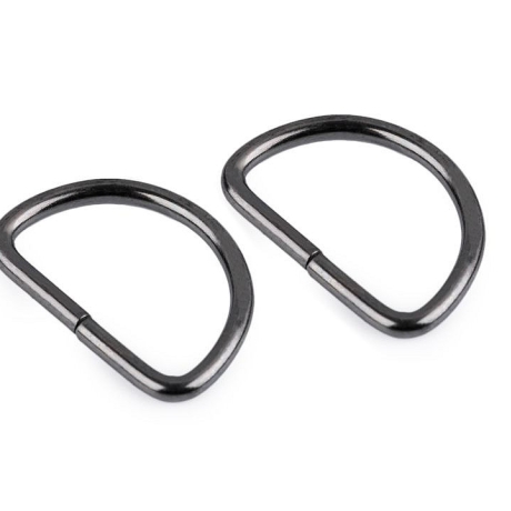 6x D-Ring 25 mm schwarz-silber 2 Stück 3 mm Stärke 