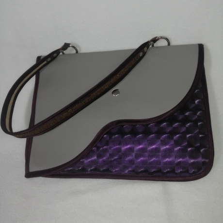 Handtasche Oversized Clutch grau lila metallic Unikat Upcycling 