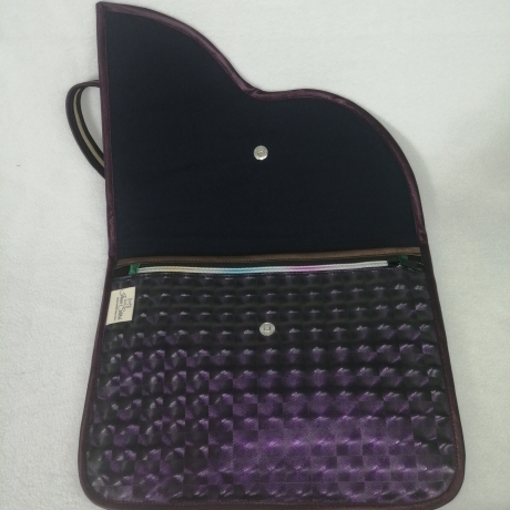 Handtasche Oversized Clutch grau lila metallic Unikat Upcycling 