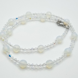 Kette Opal Quarz Perlen Weiß (733)