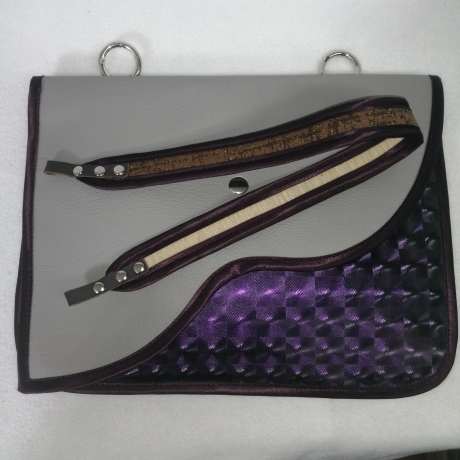 Handtasche Oversized Clutch grau lila metallic Unikat Upcycling 
