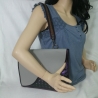 Handtasche Oversized Clutch grau lila metallic Unikat Upcycling 