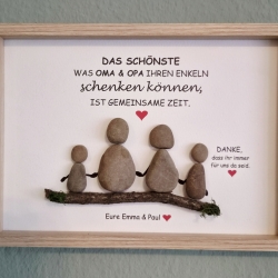 Steinbild für Oma & Opa –personalisiertes Geschenk von den Enkeln