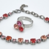 Set Armband und Ring Rose Rosa Peach mit Kristallen (753)