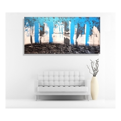 MK1 Art Bild Leinwand Abstrakt Kunst Malerei Acrylbild blau grau