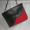 Handtasche  Oversized  Clutch  schwarz rot Unikat Satingefasst