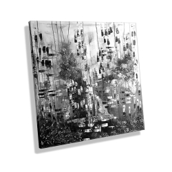 MK1 Art Bild Leinwand Abstrakt Kunst Malerei Acrylbild schwarz