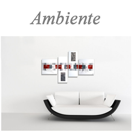 MK1 Art Bild Leinwand Abstrakt Kunst Malerei Acrylbild rot weiß