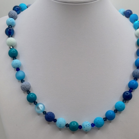 Kette Polariskette Perlen Blau (765)