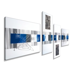 MK1 Art Bild Leinwand Abstrakt Kunst Malerei Acrylbild blau weiß