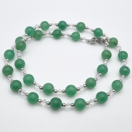 Set Kette Armband Ohrringe Jade Perlen Grün (768)