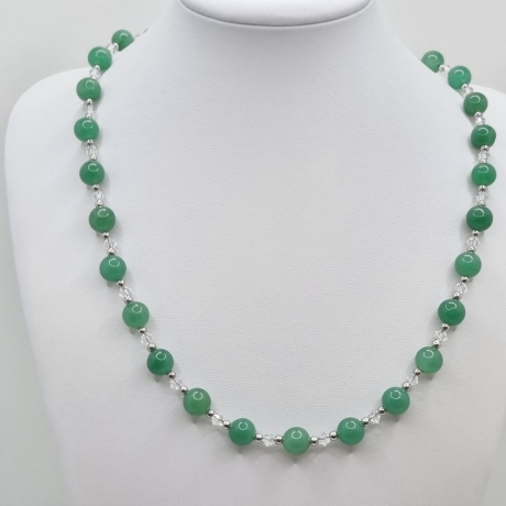 Set Kette Armband Ohrringe Jade Perlen Grün (768)