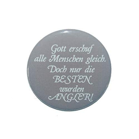 Button 50 mm mit Anstecknadel Spruch Gott Angler