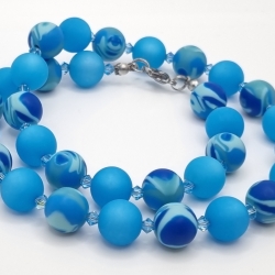 Kette Polaris Perlen Blau Zebra gestreift Polariskette (774)