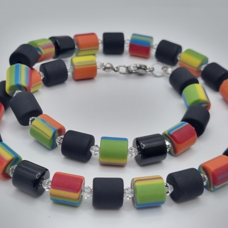 Kette Polaris Schwarz / Bunt Zebra gestreift Polariskette (775)