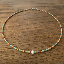 Kette Süßwasserperle mit Glasperlen bunt