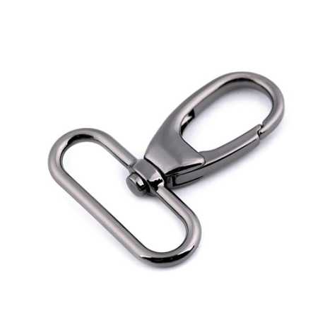 2x Karabinerhaken 40/38 mm schwarz-silber formschön für Taschen