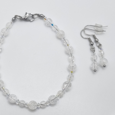 Set mit Bergkristall und Kristallen Weiß Crystal AB Perlen (788)