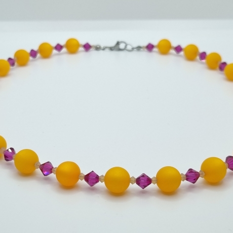 Polariskette Perlenkette Orange Pink Beige (789)