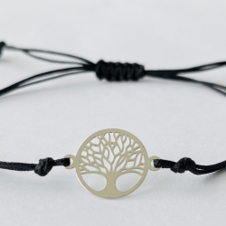 Armband Baum des Lebens 925 rhodiniertes  Silber Makramee