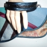 Handtasche Clutch blau beige plüsch Unikat Handytasche Upcycling