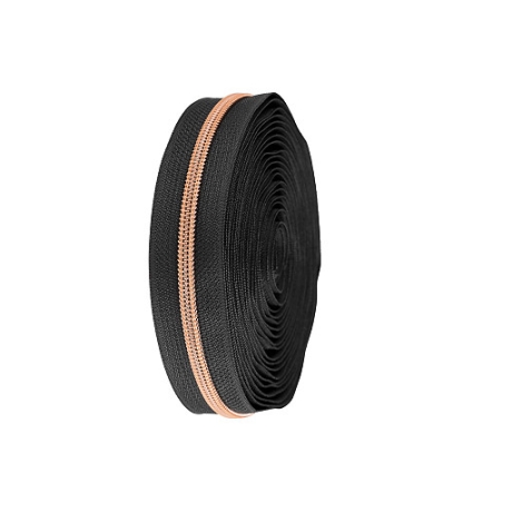 Reißverschluss rosegold + Zipper schwarz 5mm Metall