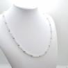 Kette und Armband Opal Quarz Perlen Weiß (791)