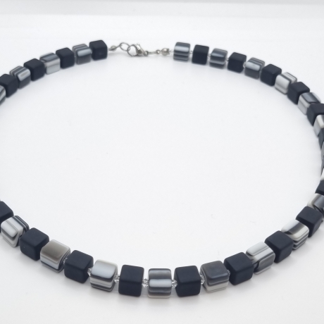 Kette Polaris Schwarz / Weiß Zebra gestreift Polariskette (795)