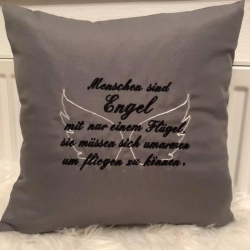 Ferberline Stickdatei Spruch Menschen sind Engel 13x18