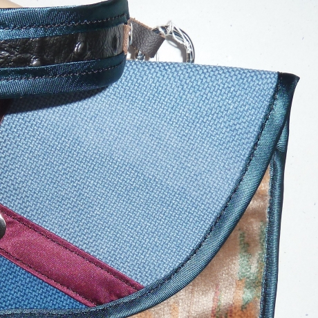 Handtasche Clutch blau beige plüsch Unikat Handytasche Upcycling