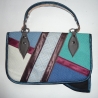 Handtasche Clutch blau beige plüsch Unikat Handytasche Upcycling