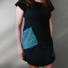 Kleid aus Biobaumwolle SANDRINE, handbedruckt, weiter Schnitt