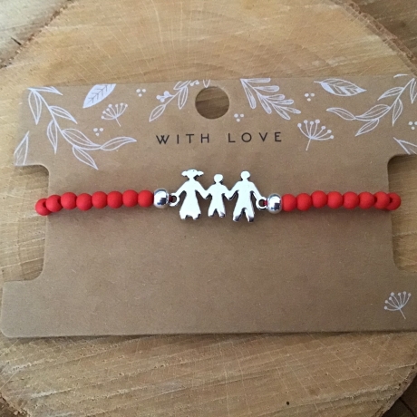 „Familienliebe“ Perlenarmband mit versilberten Verbinder