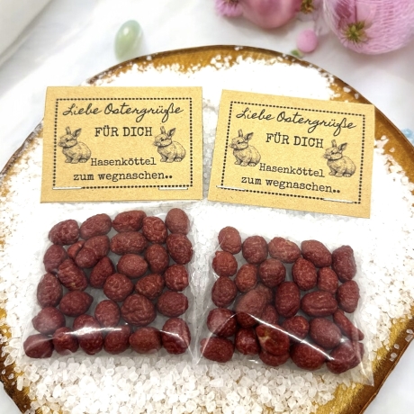 Zauberhaftes Ostergeschenk: Ostergrüße - Hasenköttel zum naschen