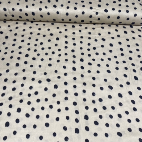 Meterware Musselin Glatt bemustert Dots Beige