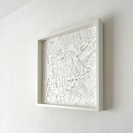 3D-Druck City Map mit Objektrahmen für Wandmontage