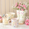 Keramik Tee Tasse / Kaffee Becher Blumen & Schmetterling