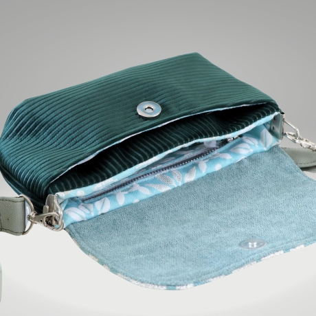 kleine Umhängetasche Damen/grüne Cord Tasche/Clutch/Handtasche