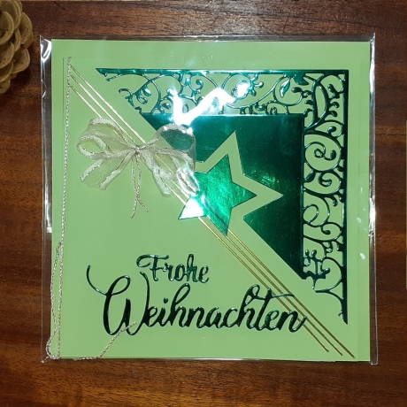 Weihnachtskarte frohe Weihnachten Grün-Metallic Gold Heilig Abend