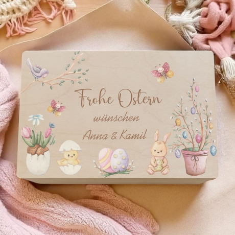Geschenk zu Ostern personalisierte Holzkiste mit Namen Osternest