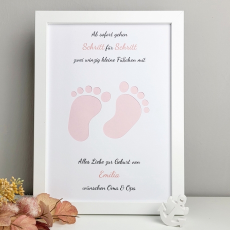 personalisiertes Geldgeschenk zur Geburt - Schritt für Schritt