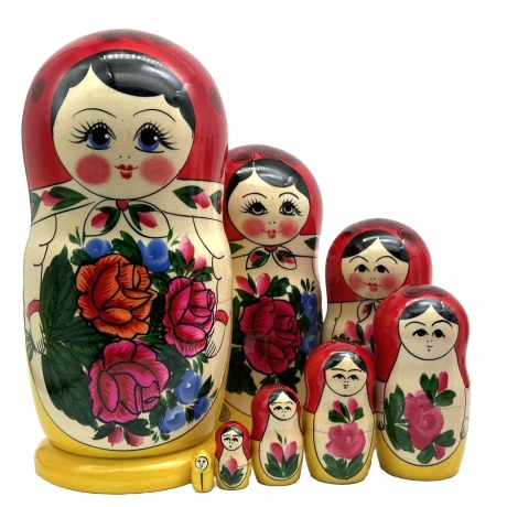 8-er Matroschka klassisch, Handarbeit, 22 cm, neu
