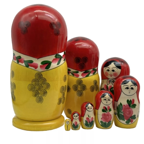 8-er Matroschka klassisch, Handarbeit, 22 cm, neu