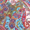 Stoff Viskose Jersey Paisley Design wollweiß grün rosa bunt