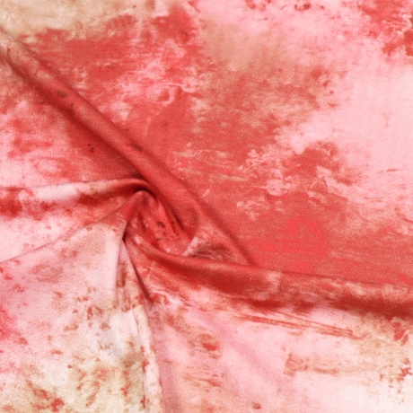 Stoff Viskose Jersey Batik Design beige coralle rosa wollweiß